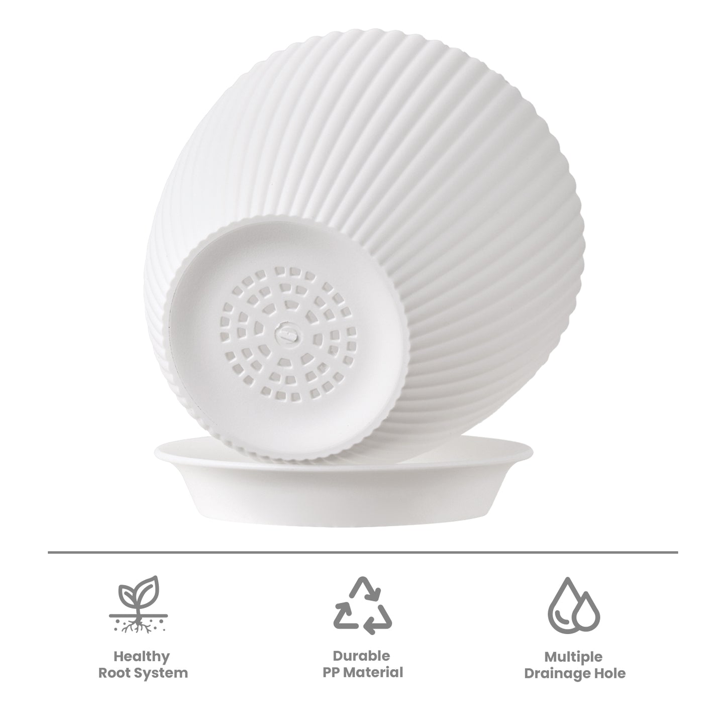 Kunststoff Blumentopf Pflanzentopfs (19-17,8-16,5-15,2-14-12,7-11,4-10.2 cm) 8er-Set, weiß