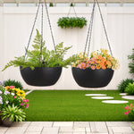 12in Hanging Plant Pot, Plant Flower Pot with Drainage Hole (2-Pack)，Black