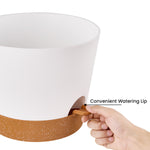 12'' Self watering planter pot set of 2, White & Brown