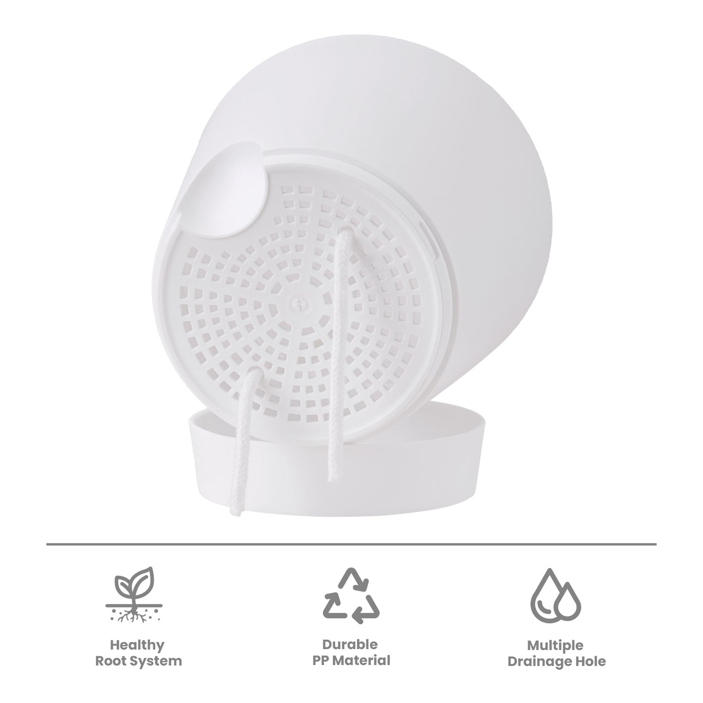Kunststoff Blumentopf mit Untersetzer (15,2 cm) 6er-Set Plastik Übertopf Kräutertopf mit Mehrere Ablauflöchern,weiß