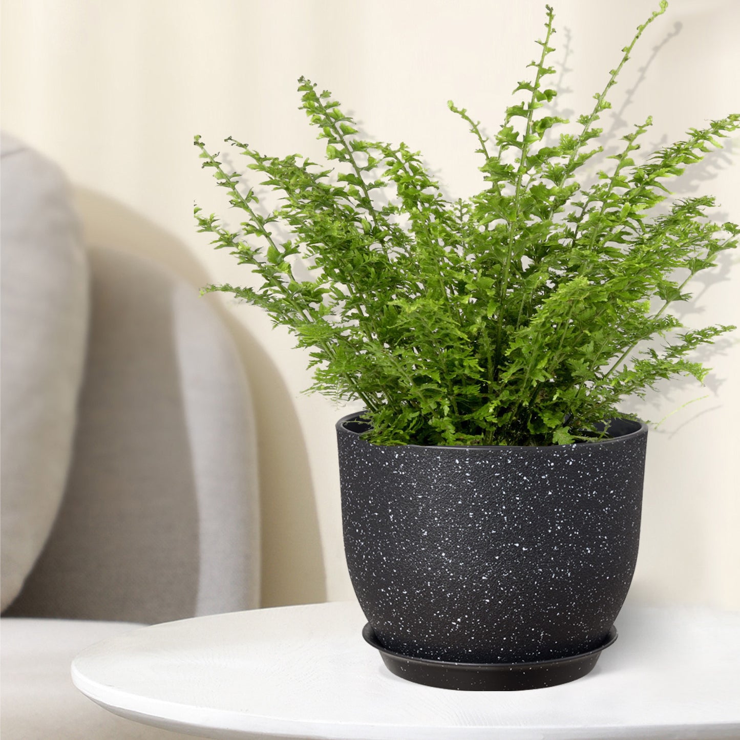 Lot de 3 Pots 30,5/25,4/22,9 cm de Fleurs en Plastique Plantes,Noir moucheté